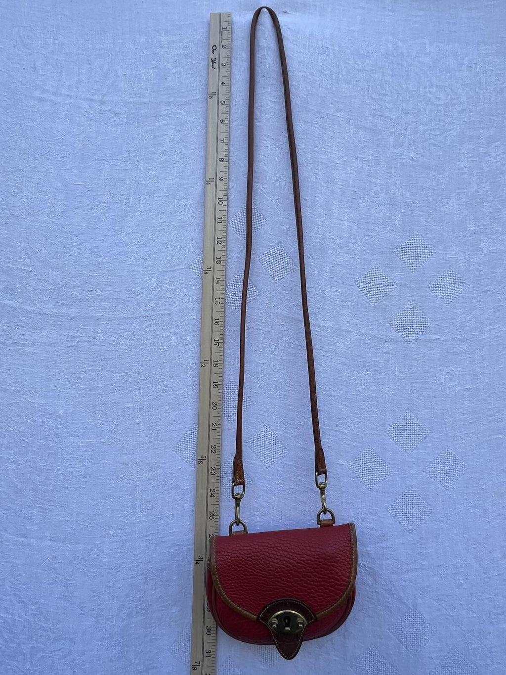 Vintage Dooney & Bourke Red AWL Leather Crossbody and Belt Saddle Bag USA Made