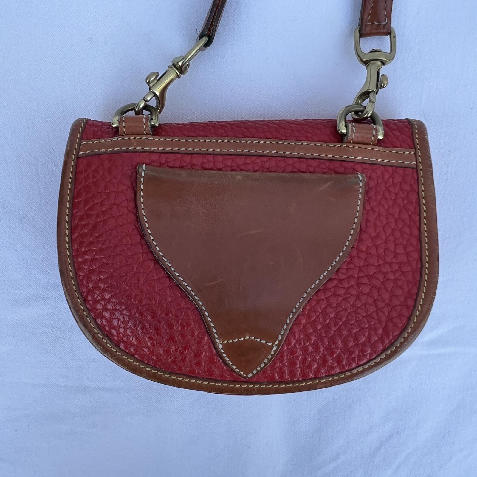 Vintage Dooney & Bourke Red AWL Leather Crossbody and Belt Saddle Bag USA Made