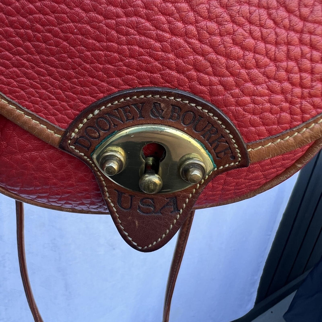 Vintage Dooney & Bourke Red AWL Leather Crossbody and Belt Saddle Bag USA Made