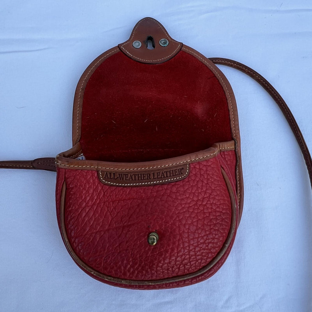 Vintage Dooney & Bourke Red AWL Leather Crossbody and Belt Saddle Bag USA Made