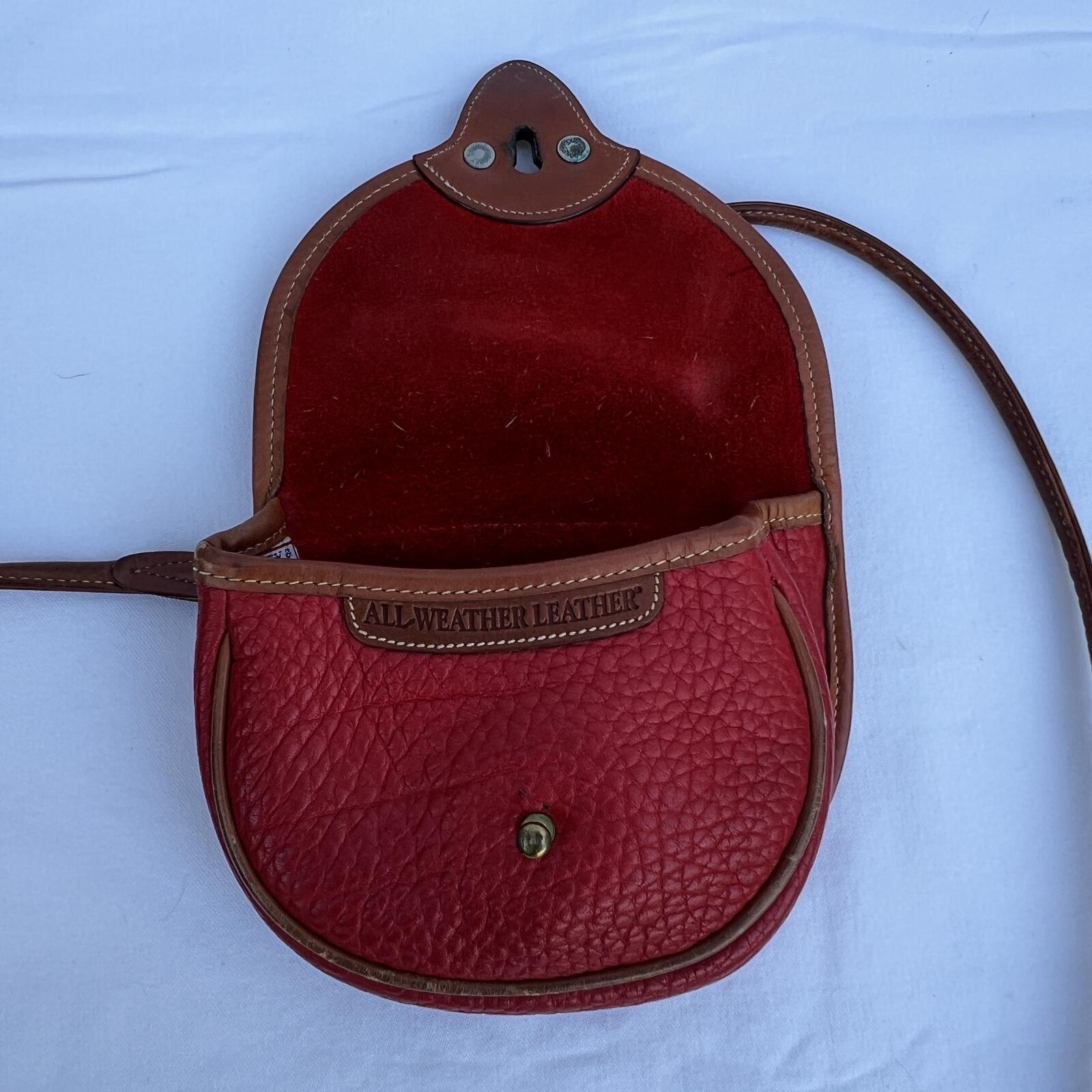 Vintage Dooney & Bourke Red AWL Leather Crossbody and Belt Saddle Bag USA Made