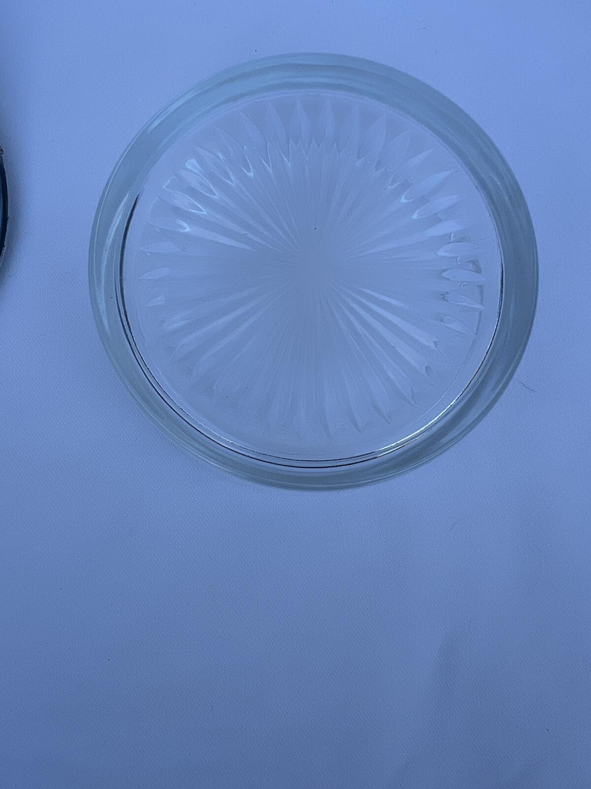 Vintage Glass Powder Jar Silver Lid Vanity Dish Trinket Box Art Deco