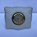 Lenox Porcelain Desk Clock Gold Trim Floral Embossed Quartz Vintage