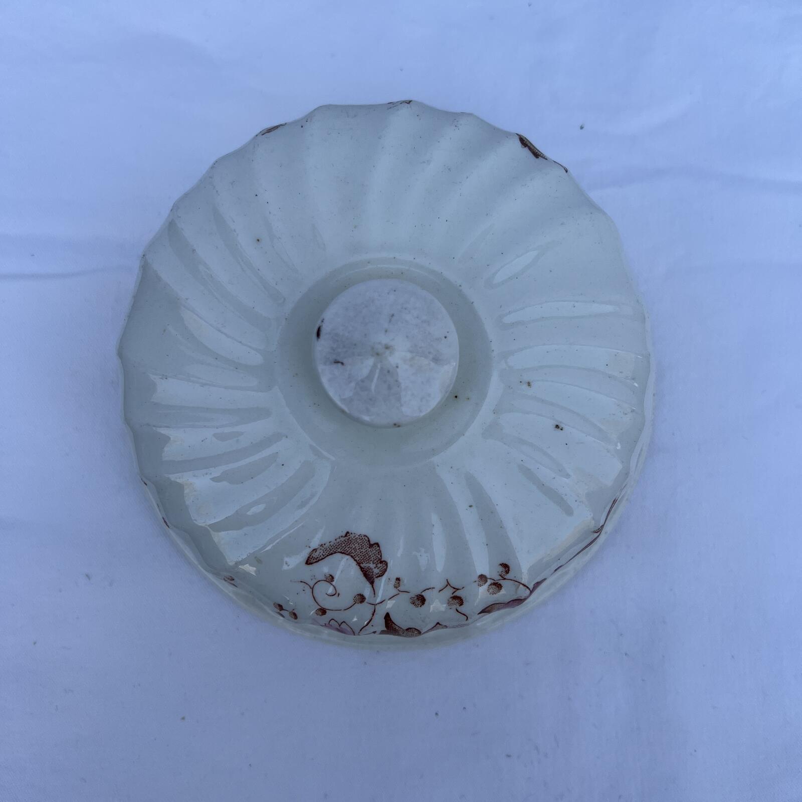 Vintage Floral Covered Butter /Cheese Dish Cream Glass Cottagecore Kitchen Decor