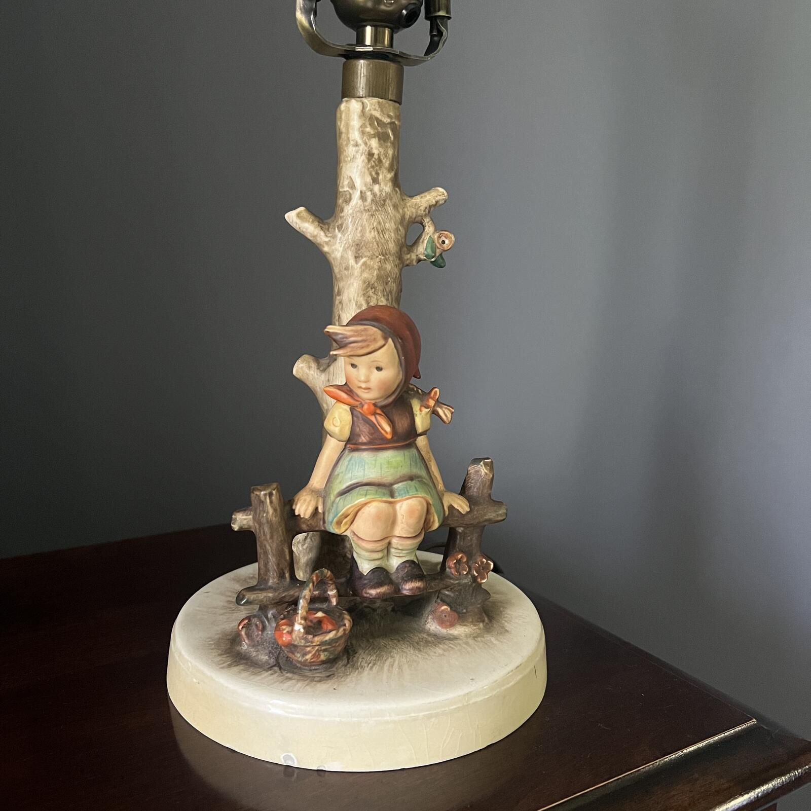 Goebel Hummel Lamp Girl on Bench Tree Vintage Figurine Base No Shade