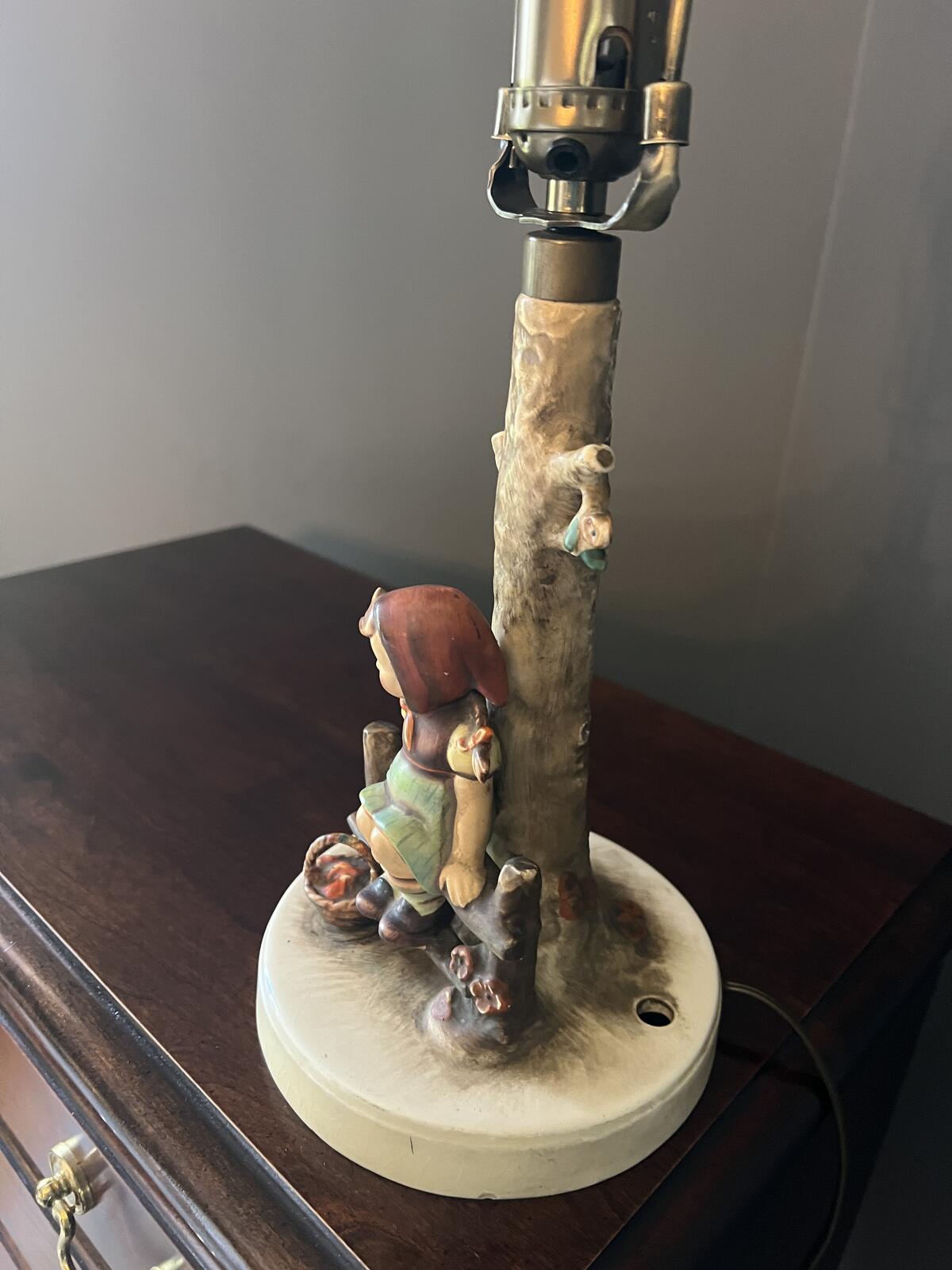 Goebel Hummel Lamp Girl on Bench Tree Vintage Figurine Base No Shade