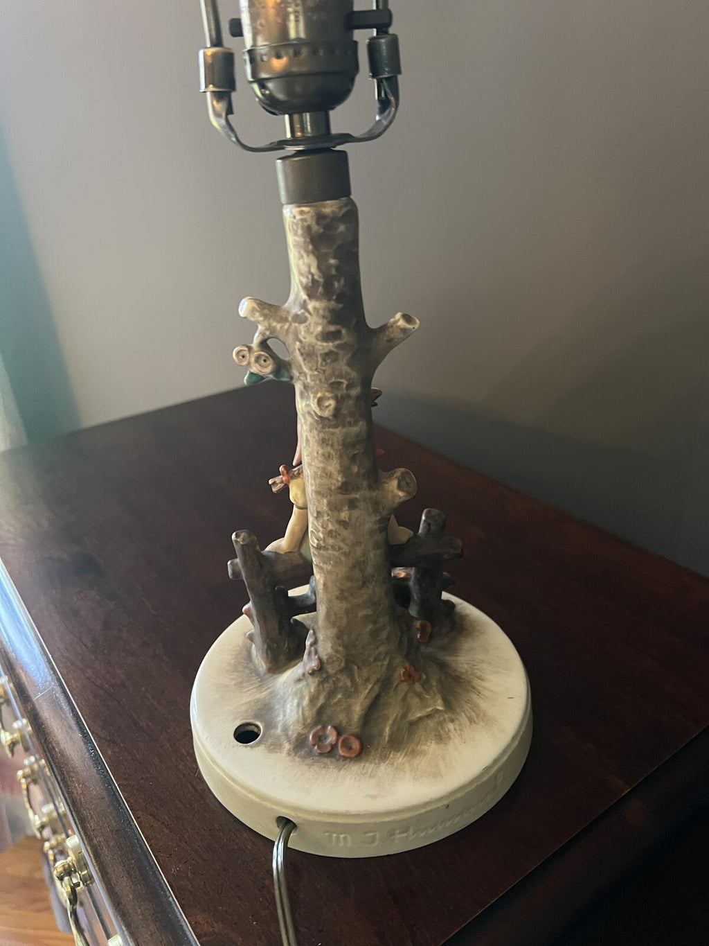Goebel Hummel Lamp Girl on Bench Tree Vintage Figurine Base No Shade