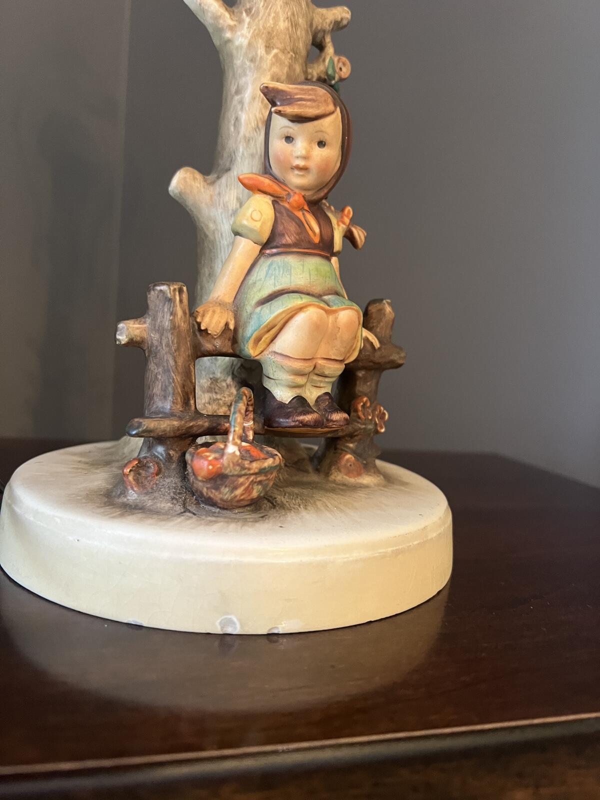Goebel Hummel Lamp Girl on Bench Tree Vintage Figurine Base No Shade
