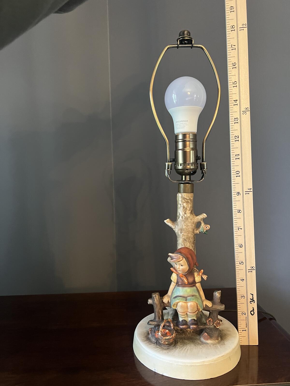 Goebel Hummel Lamp Girl on Bench Tree Vintage Figurine Base No Shade