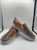 Colorful Striped Espadrille Slip On Shoes Lightweight Woven Boho Size 39