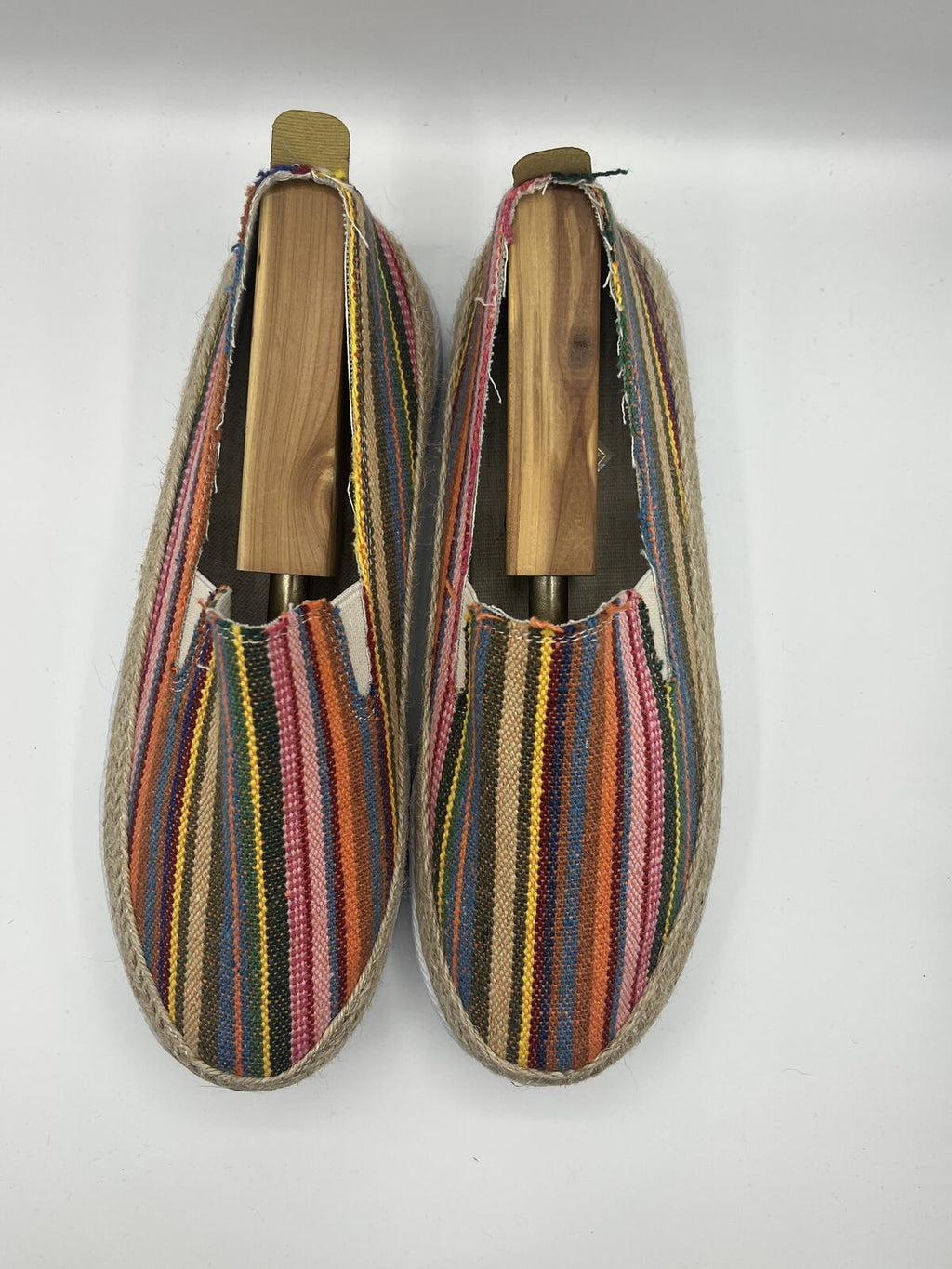 Colorful Striped Espadrille Slip On Shoes Lightweight Woven Boho Size 39