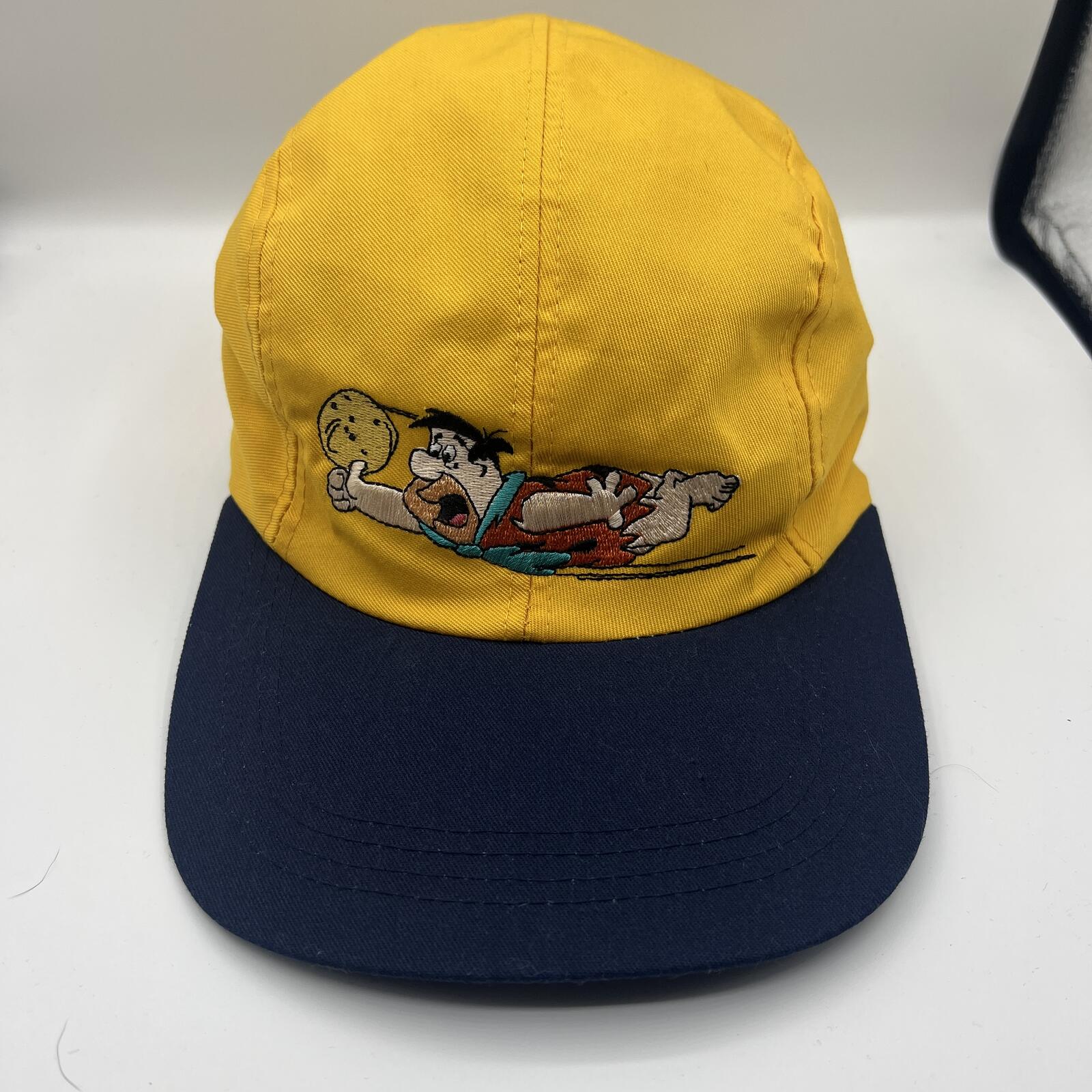 Vintage Flintstones Fred Flintstone Snapback Hat Yellow Blue Cap USA
