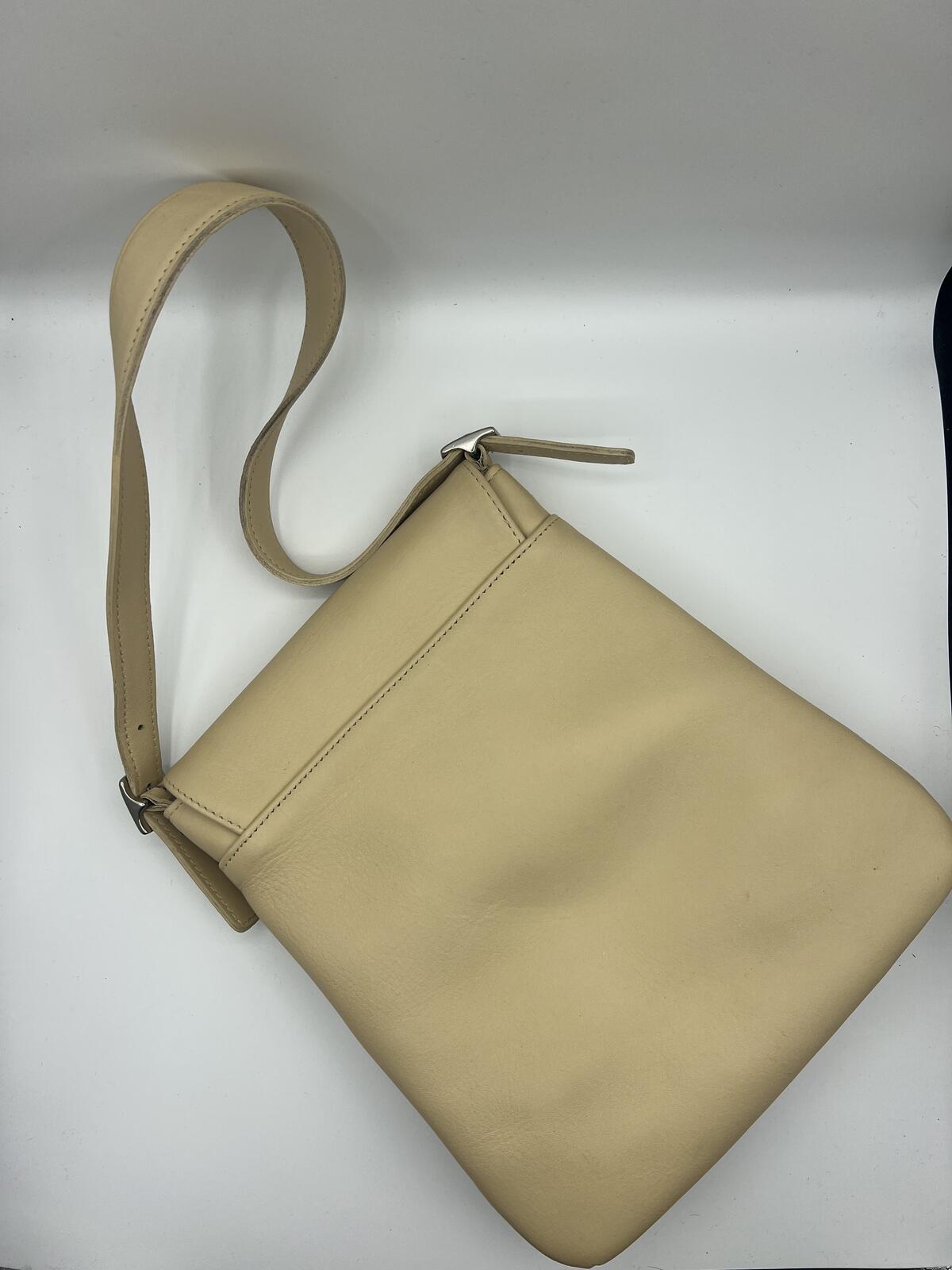 Vintage Coach 9408 Cream Leather Flap Shoulder Bag USA Minimalist EUC