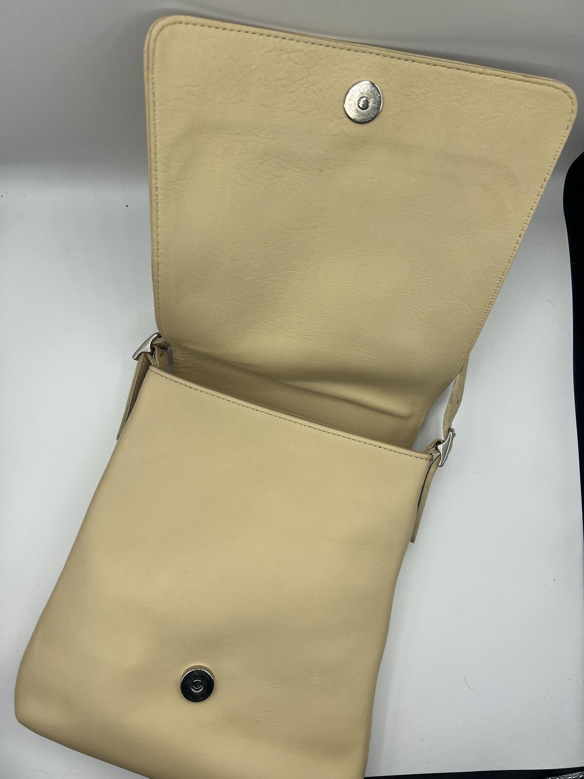 Vintage Coach 9408 Cream Leather Flap Shoulder Bag USA Minimalist EUC