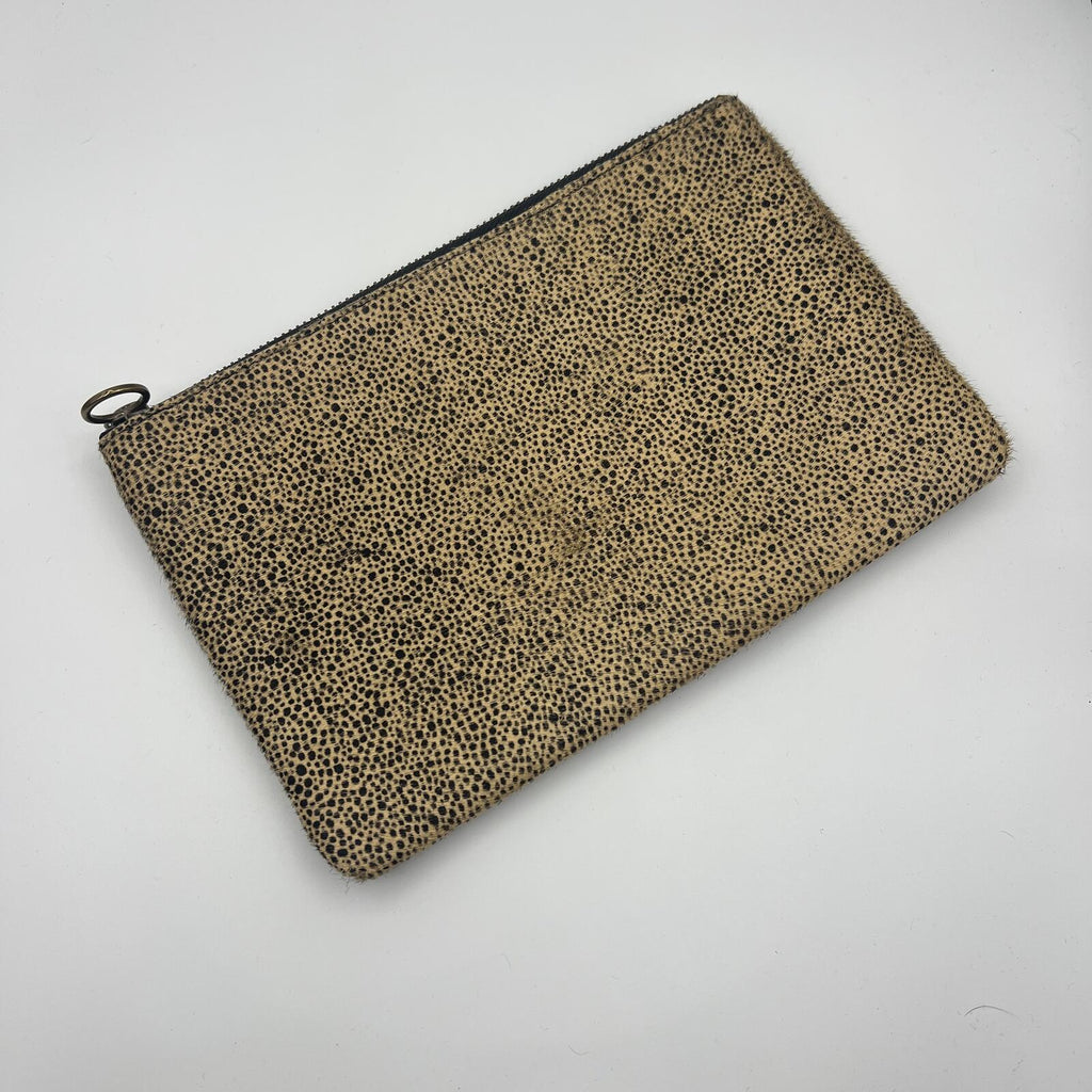 Madewell NWT Calf Hair Cheetah Print Zip Pouch Clutch Wallet Leather