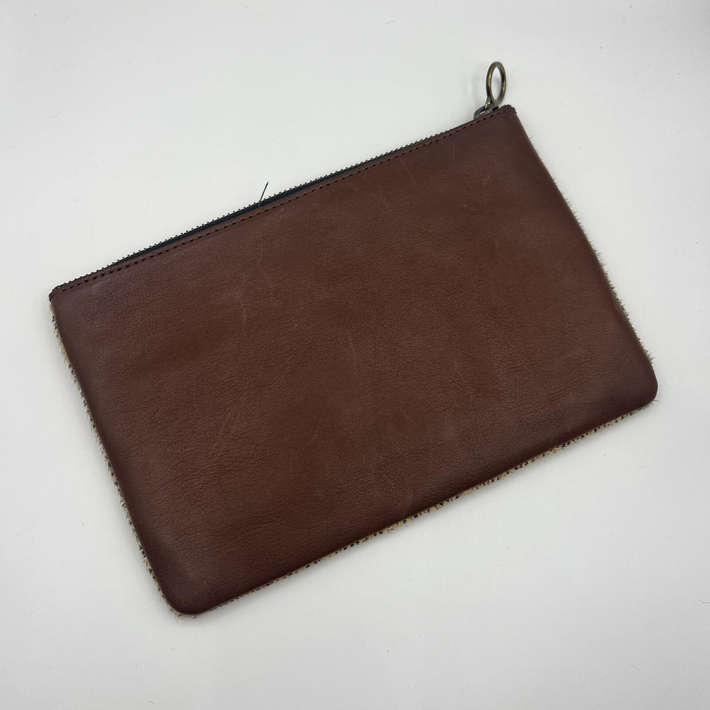Madewell NWT Calf Hair Cheetah Print Zip Pouch Clutch Wallet Leather