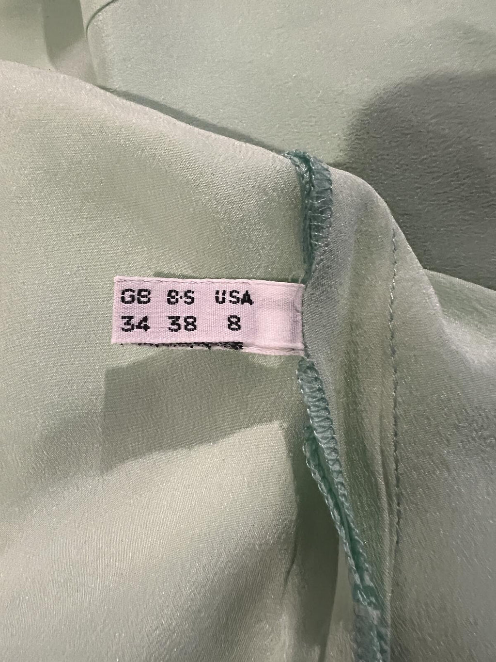 Mint Green 100% Silk Italian Blouse Short Sleeve Size 8 EU 42