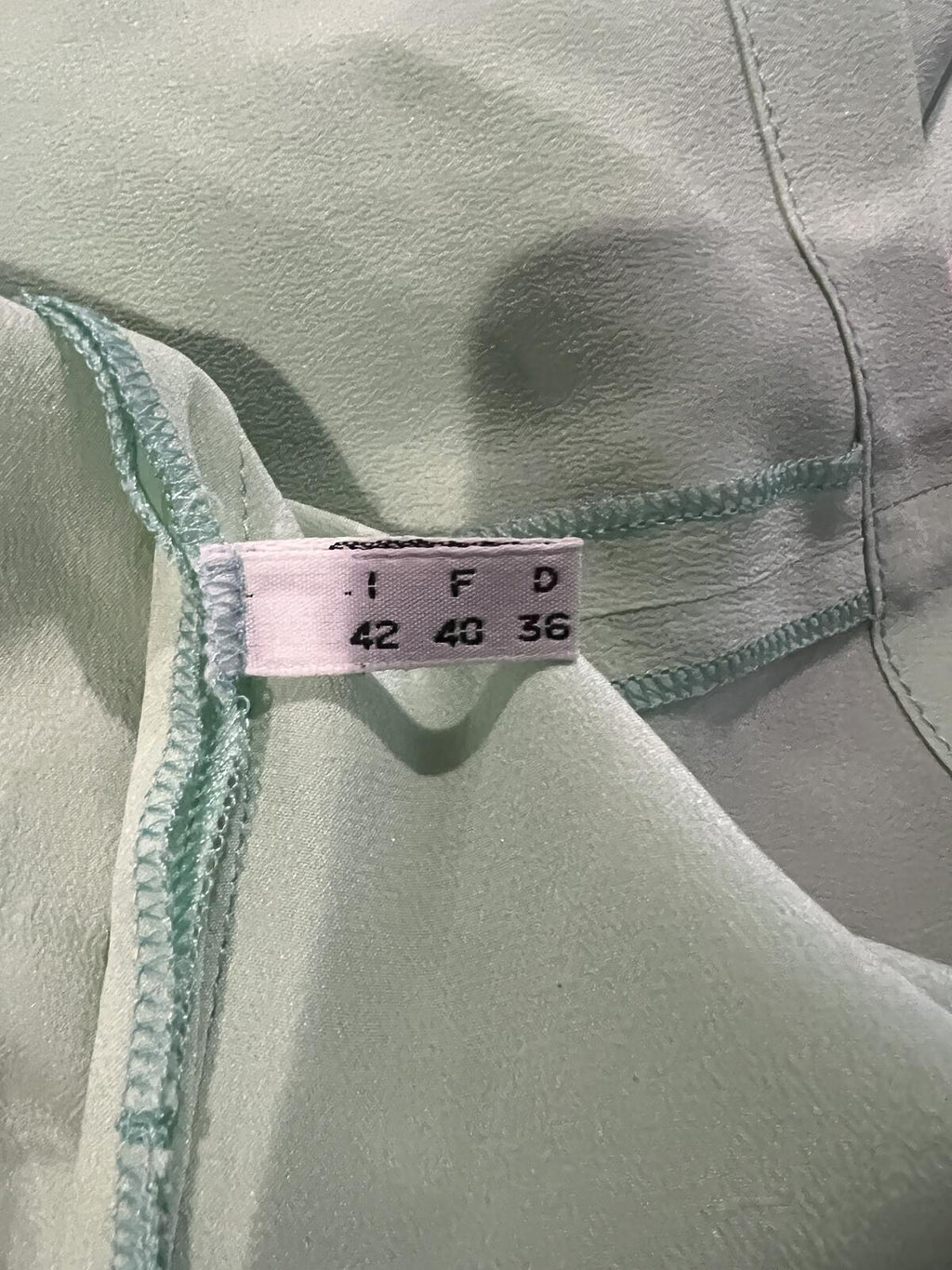 Mint Green 100% Silk Italian Blouse Short Sleeve Size 8 EU 42