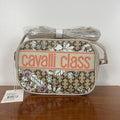 Cavalli Class Floral Logo Camera Crossbody Bag Beige NWT Strap