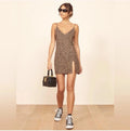Reformation Leopard Print Slip Dress XS Brown Black Mini Strappy USA
