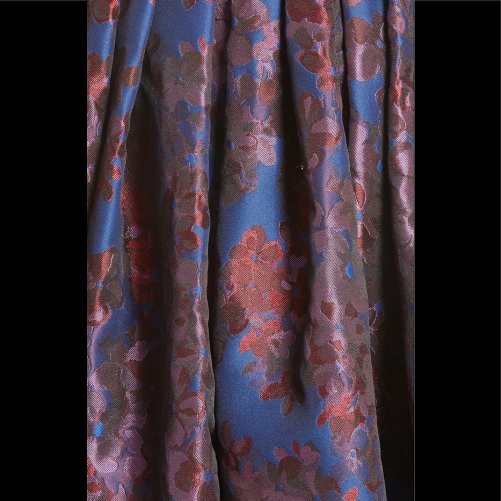 Badgley Mischka Floral Jacquard Fit Flare Dress Blue Pink Size 8