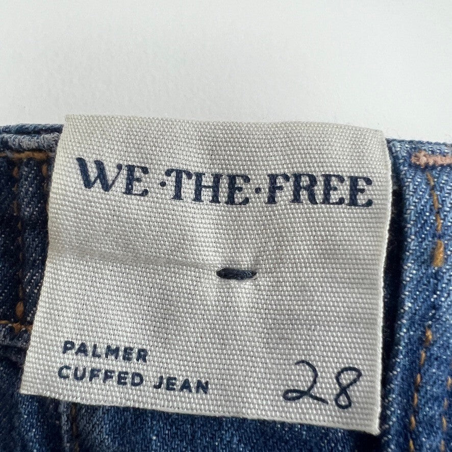 Free People We The Free Palmer Cuffed Wide Leg Jeans 28 NWT Cotton Blue