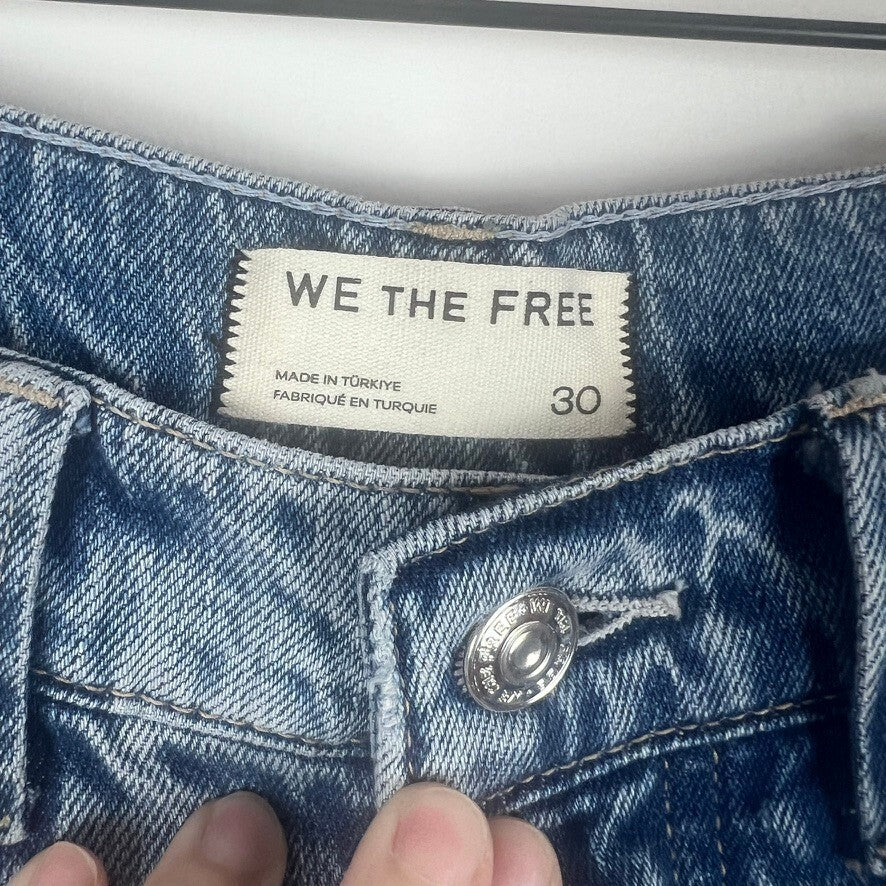 NWT We The Free Truro Baggy Puddle Jeans Women's 30 Wide Leg Denim Blue