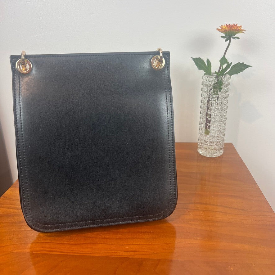 Urban Outfitters Black Leather Crossbody Bag Gold Hardware Minimal Chic