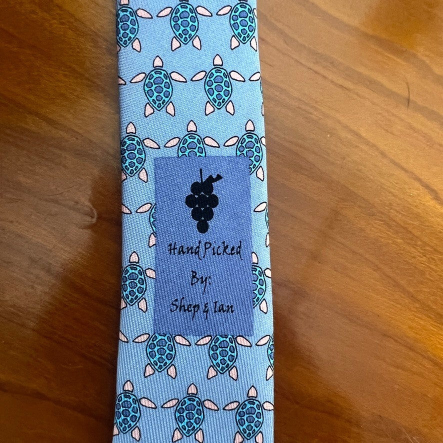 Vineyard Vines Silk Tie Blue Turtle Print Handmade USA Mens Classic