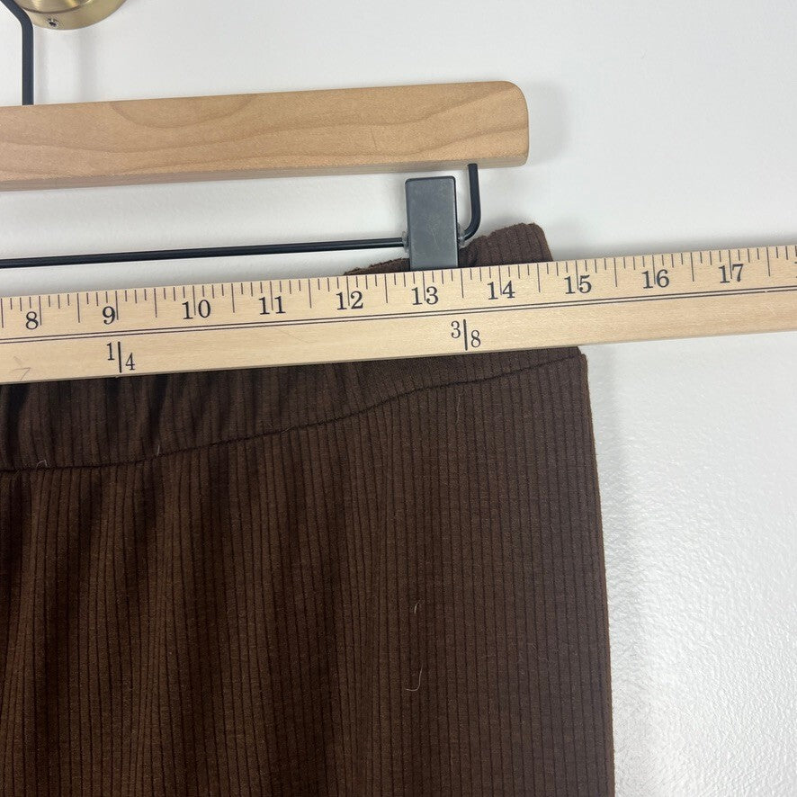 Dressed in Lala Brown Ribbed Lounge Set Wide Leg Pants Oversized Top Large