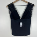 Free People Intimately Black Lace Plunge Tank Top NWT Size Medium