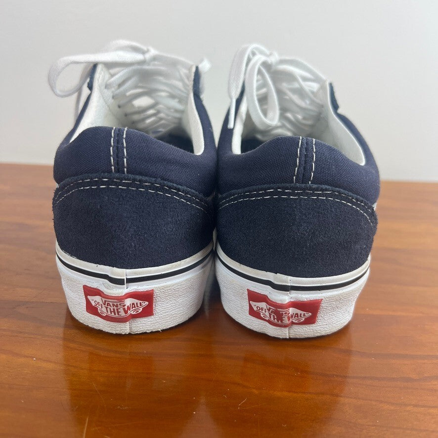 Vans Old Skool Navy White Suede Canvas Sneakers Unisex Size 6.5 Men 8 Women