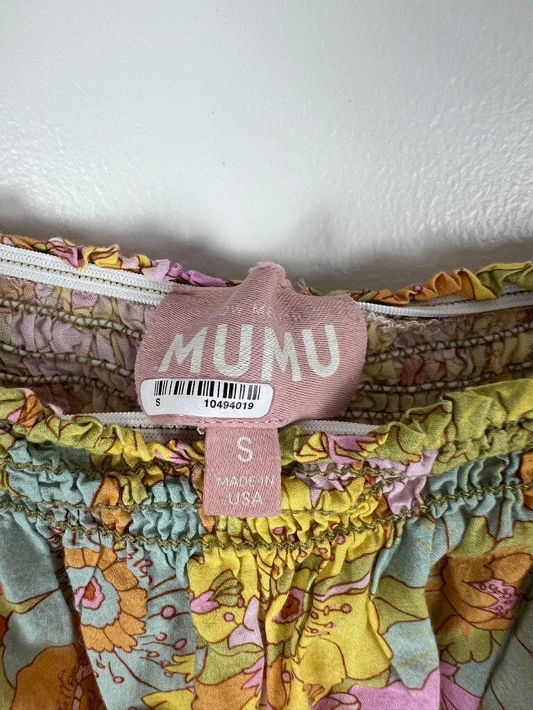 Show Me Your Mumu Floral Off Shoulder Mini Dress Size S Made in USA Boho