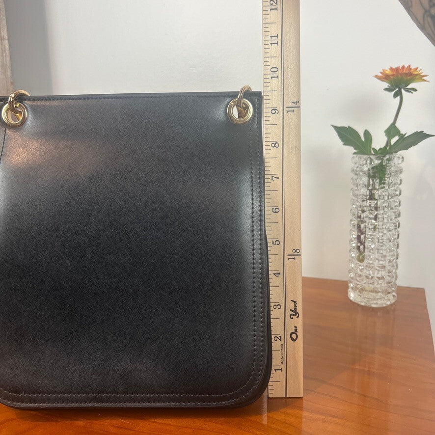 Urban Outfitters Black Leather Crossbody Bag Gold Hardware Minimal Chic