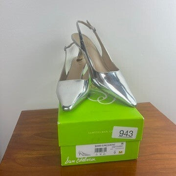 Sam Edelman Bianka Silver Metallic Slingback Kitten Heels Women's 9 NWT