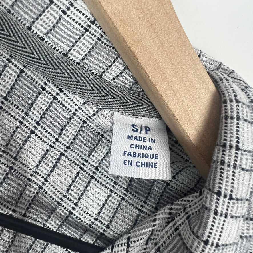 Tommy Bahama 100% Silk Gray Plaid Camp Shirt Button Front Men's Small