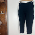 SPANX Black High Rise Cropped Leggings Women's Large Shaping Pull-On Pants