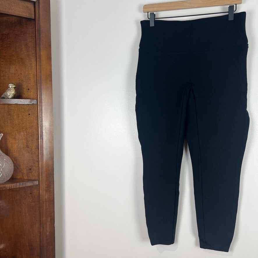 SPANX Black High Rise Cropped Leggings Women's Large Shaping Pull-On Pants