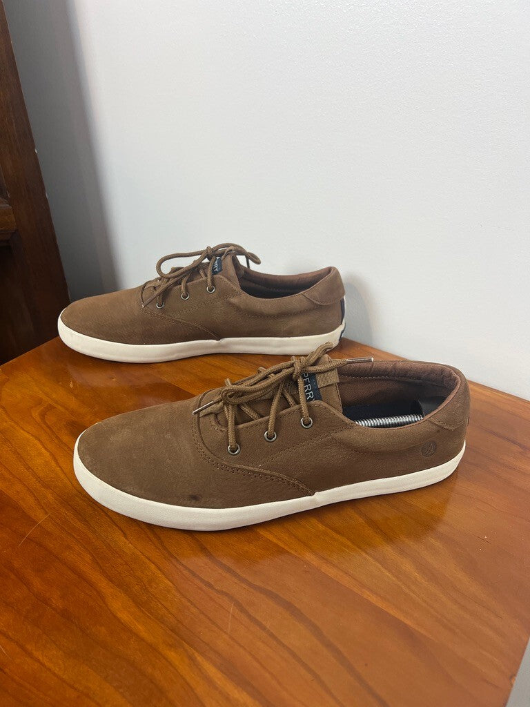 Sperry Brown Leather Washable Sneakers Men's 6.5 Casual Lace Up Shoes