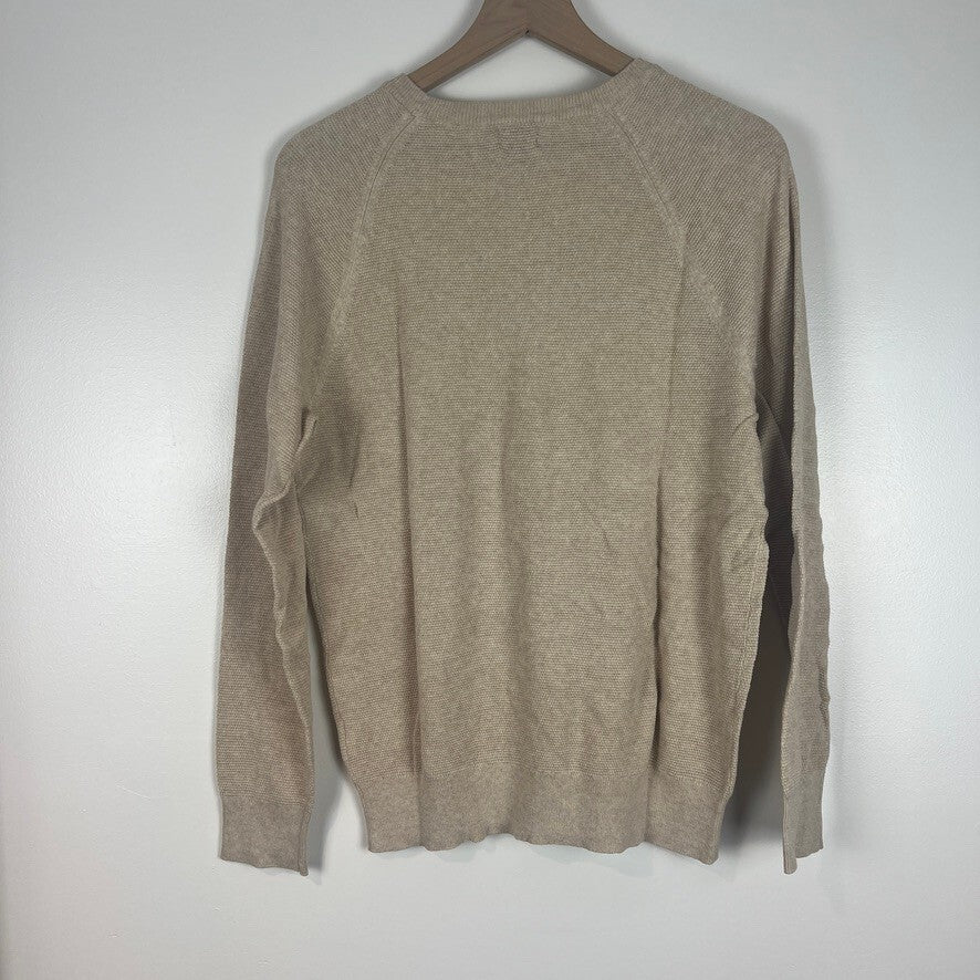 J.Crew 100% Cotton Tan Beige Crewneck Sweater Medium NWT Lightweight Knit New