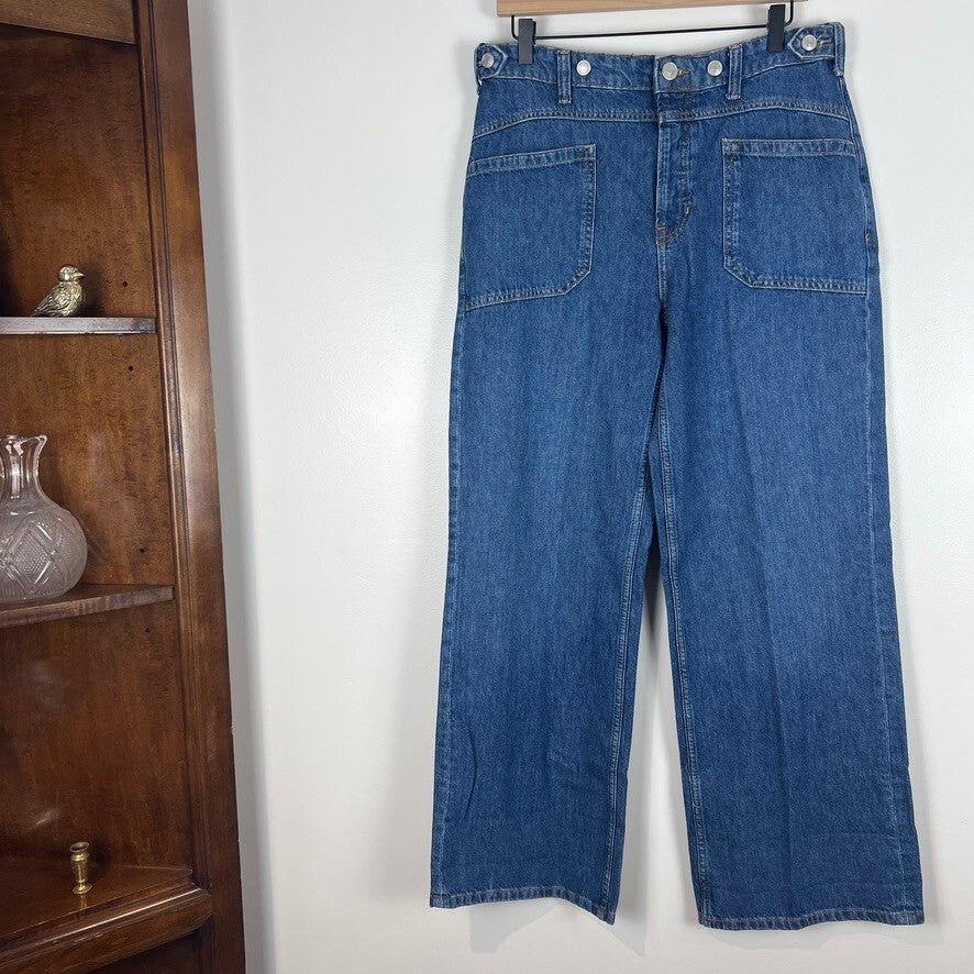 Free People We The Free Palmer Cuffed Wide Leg Jeans 28 NWT Cotton Blue