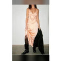 Free People Maybe Forever Satin Lace Maxi Slip Dress Peach Women's Size 8 Boho