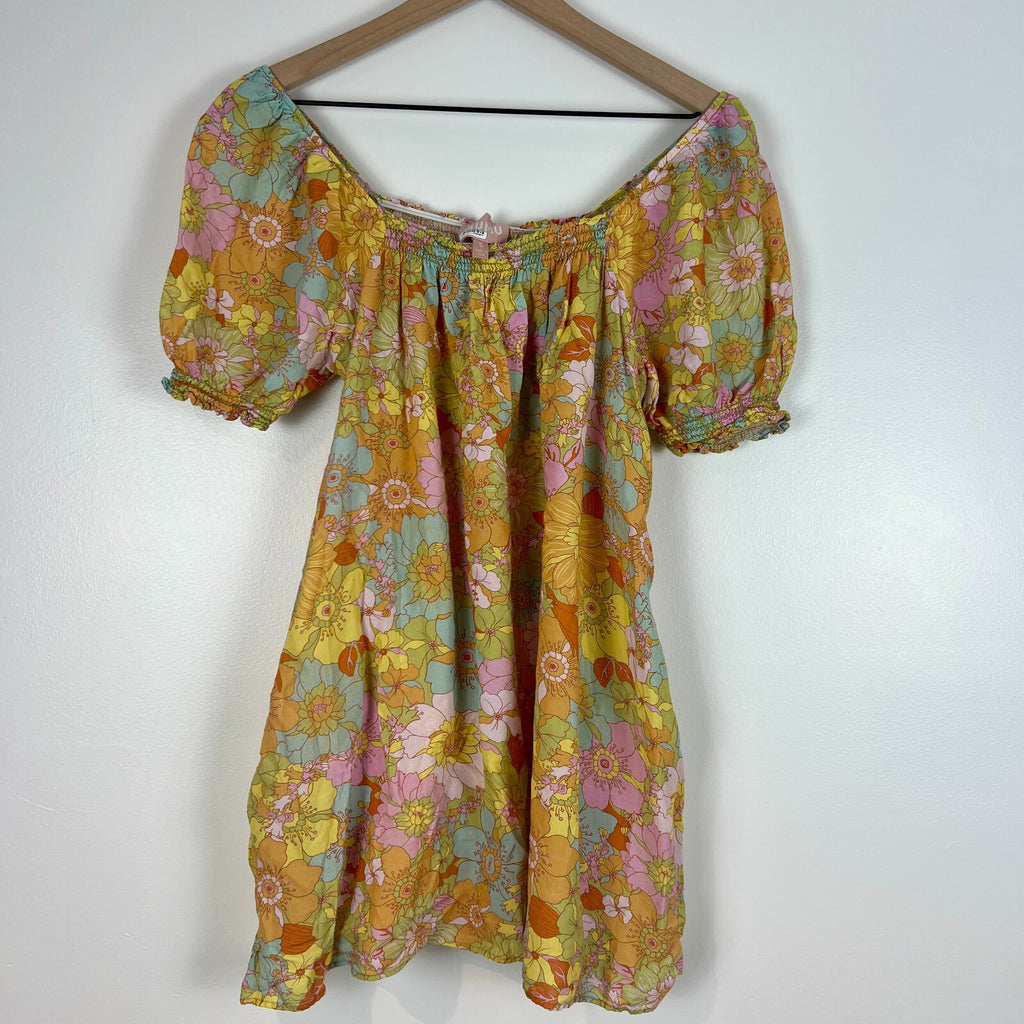 Show Me Your Mumu Floral Off Shoulder Mini Dress Size S Made in USA Boho
