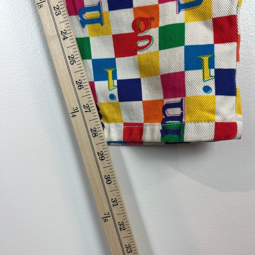 Minga London Checkerboard Graphic Straight Leg Jeans Women's US 6 Colorful