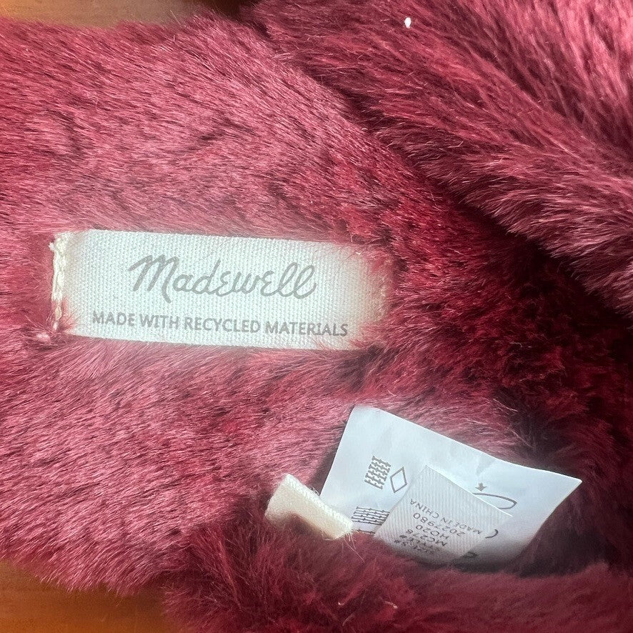 Madewell Burgundy Faux Fur Crisscross Slide Slippers Women's Size 5 NWOT