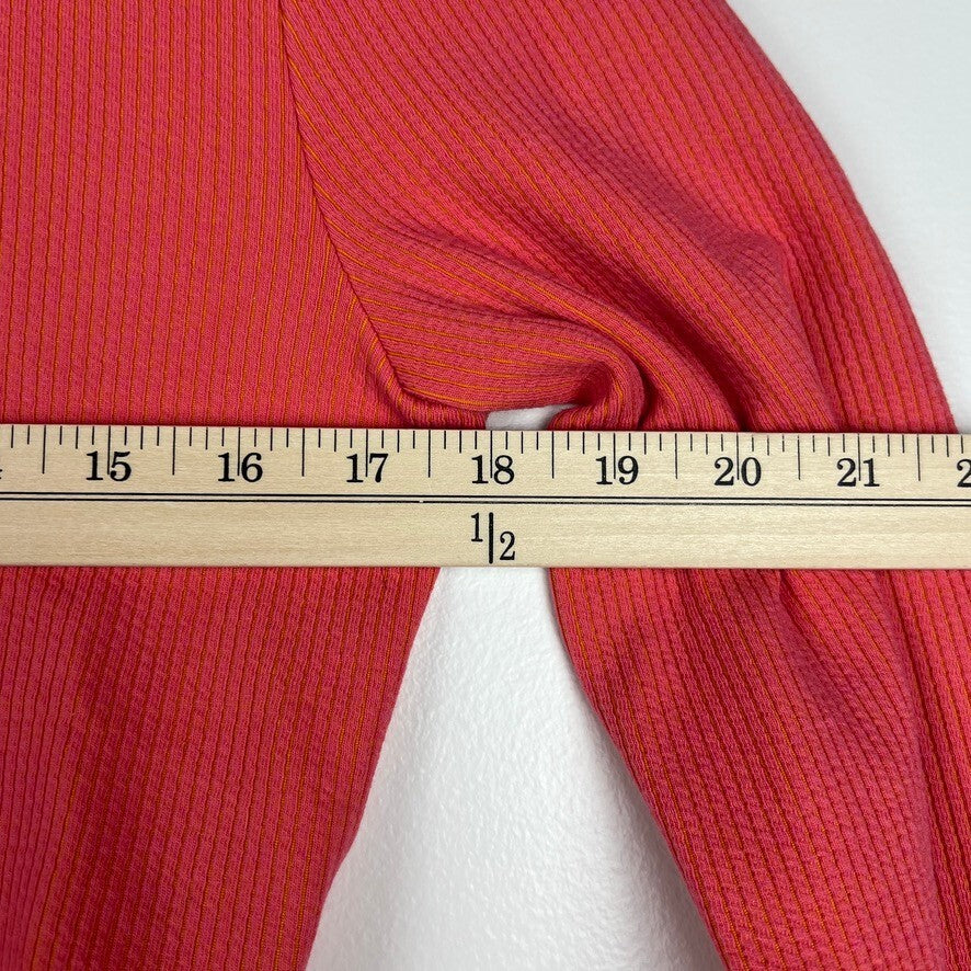 Adidas Originals Ribbed Crop Top Pink Orange Long Sleeve Trefoil Logo Medium