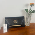 CXL Christian Lacroix Black Caviar Clutch Gold Chain Evening Bag NWT