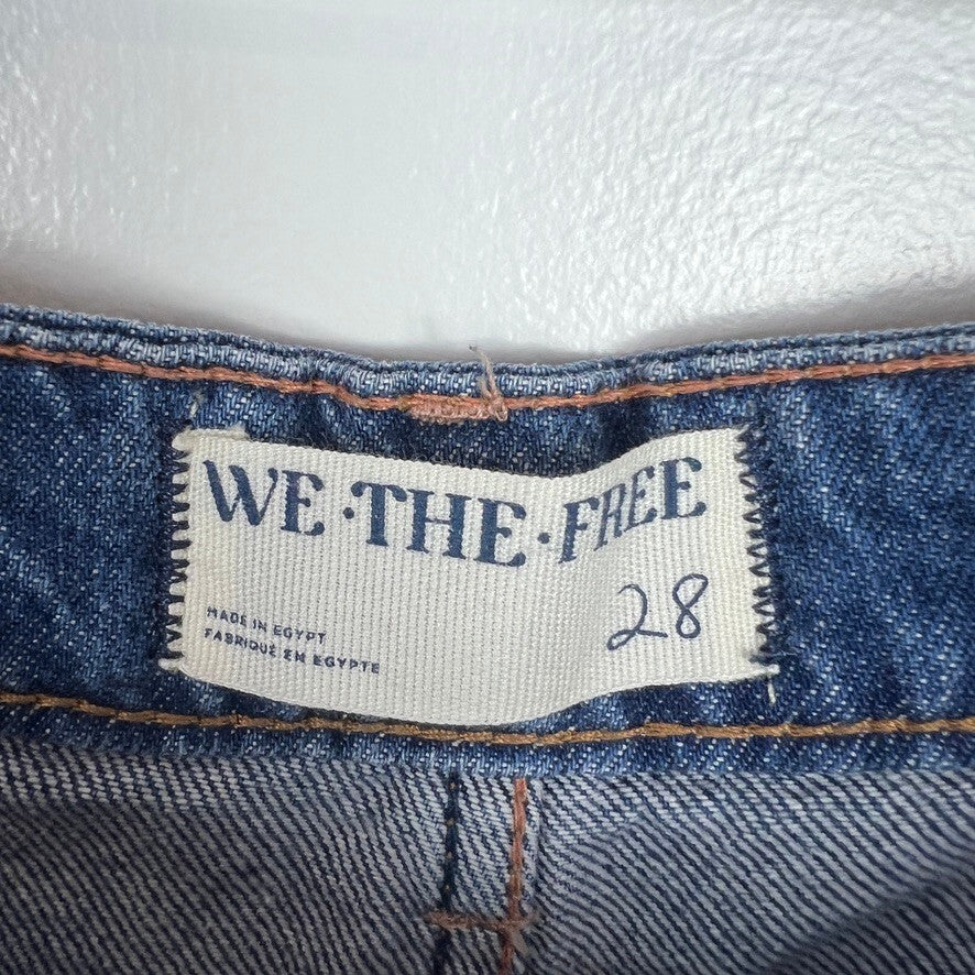 Free People We The Free Palmer Cuffed Wide Leg Jeans 28 NWT Cotton Blue