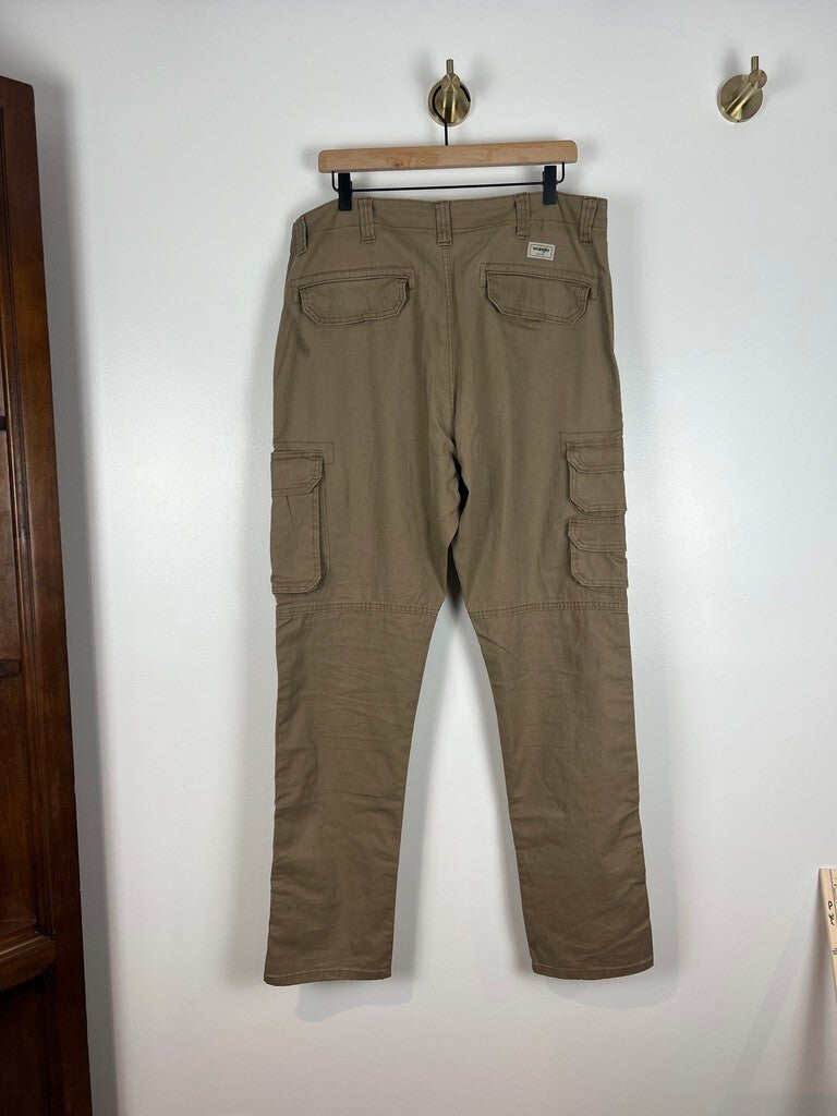 Wrangler Regular Taper Cargo Pants Khaki 36x32 Cotton Stretch Utility Men's