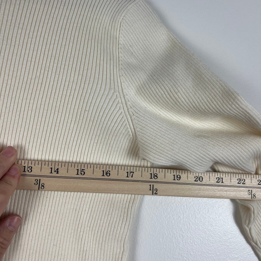 Lauren Ralph Lauren Ribbed Cotton Turtleneck Sweater Ivory Medium Classic